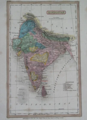 1837 ORIGINAL MAP INDIA CEYLON SRI LANKA TAMIL NADU KERALA ANDHRA PRADESH SIKHS - Image 1 of 4