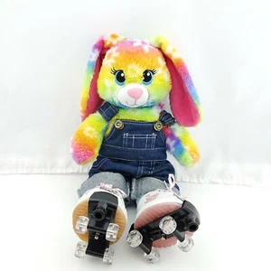 Build A Bear Bright Blooms Bunny Rainbow Tie Dye 16" Skechers Patines + Mono - Imagen 1 de 7