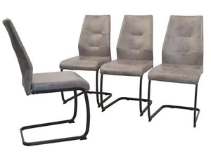 Schwingstuhl Esszimmerstuhl Schwingsessel Freischwinger Stuhl 4er-Set grau - Bild 1 von 8