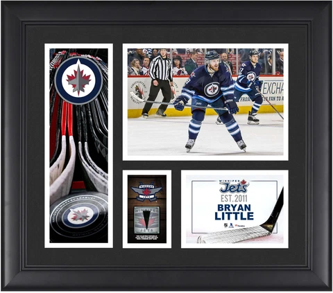 Bryan Little Winnipeg Jets Framed 15x17 Collage w/a Piece of GU Puck Cover