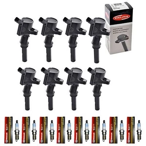 SET OF 8 DELPHI IGNITION COILS DG508 & 8 MOTORCRAFT PLUGS SP493 NEW - Picture 1 of 1