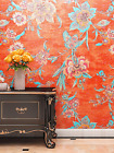 21? X 200? Vintage Floral Peel And Stick Wallpaper Orange Red Wall Paper Roll Wa
