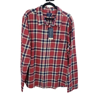 United By Blue Impact Plaid Flannel Button Down Shirt Mens XXL Organic Red - Image 1 of 4