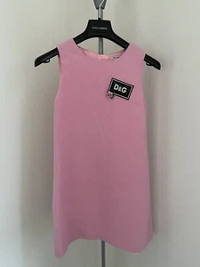 Dolce Gabbana Girls Pink Tweed Dress w Sequin Logo sz 9/10 - Picture 1 of 6