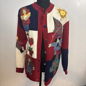 Playground Fun- Size Small Fall Sweater By Susan Bristol Hand Embroidered Knit - Picture 1 of 21