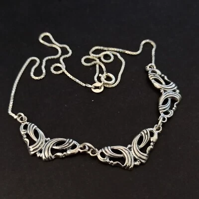 Collar babero vintage abstracto mariposa plata de ley 925 Art Deco caja de regalo Foto 1 de 4
