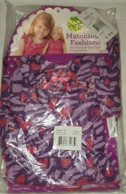 Новый Dollie & Me Sz6 фиолетовый зебра сердце ночная рубашка пижамы девочка кукла American 18» - Изображение 1 из 3