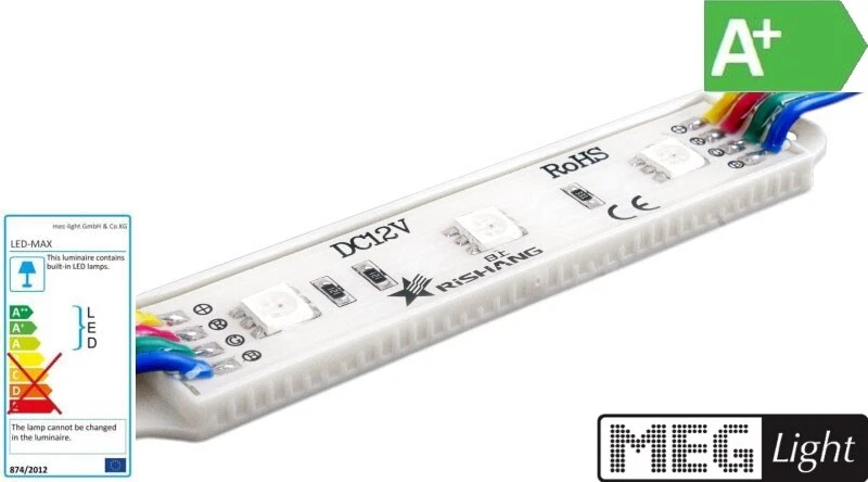Modulo LED RGB 3x SMD a 3 chip 12V/DC - 0,72W - 60Lm 120° - IP65 (MW-WP-5050-3RGB) - Immagine 1 di 1