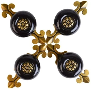 4Pcs Vintage Black Ceramic Cabinet Knobs Handles Pulls Ceramic and Zinc Alloy - Afbeelding 1 van 7