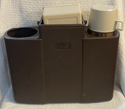 Bolso de picnic vintage THERMOS BRAND con termo de grano de madera y contenedor de almacenamiento de alimentos Foto 1 de 4