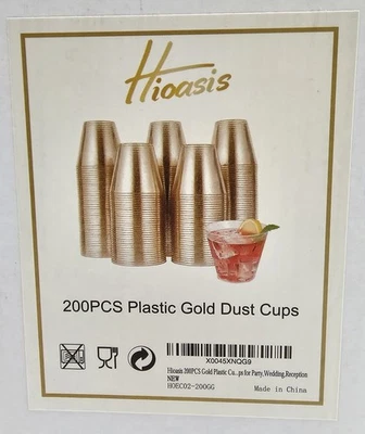 200PCS Gold Plastic Cups,9Oz Gold Dust Plastic Cups for Party,Wedding,Reception - Image 1 of 4