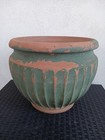Cachepot Terracotta Scanalato Verde Shabby Chic Vaso Giardino Vintage