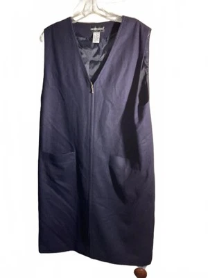  Vestido Jersey Vintage Forrado de Lana con Cremallera Sin Mangas Azul Marino Sag Harbor Talla 14 Foto 1 de 4