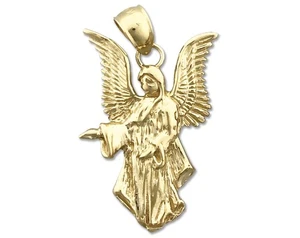 14K Gold 25MM Guardian Angel Pendant - Picture 1 of 6