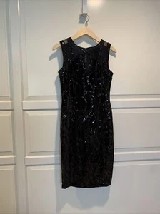 Jax Women’s Dress Black Sequins Cocktail Size 6 sleeveless pencil formal - Picture 1 of 12