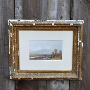 Antique Reginald Daniel Sherrin Moorland Landscape Watercolour Gesso Painting - Picture 1 of 7