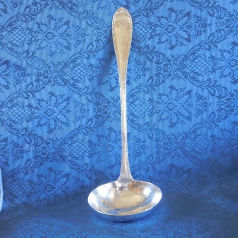 ca 1863 STERLING Biggelow Bros & Kennard, 186 grams, HUGE Ladle Cover