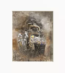 Brown Wall Art, Lily Flowers in Vase, Neutral Rustic Farmhouse Matted Wall Art - Picture 1 of 10