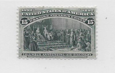 Scott 238 1893 Columbian Exposition COLUMBUS 15 cents US Stamp F-VF, used OG, H - Image 1 of 2