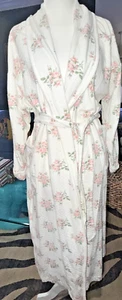 Vintage Christian Dior 100% Cotton Floral Robe w/Belt &Dior Monogram Size L - Picture 1 of 18