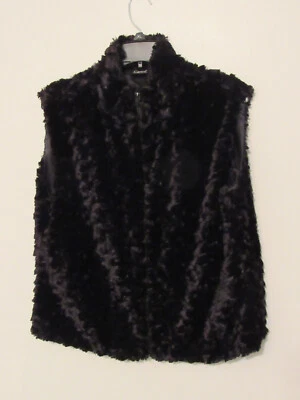 Chaleco de piel sintética grande negro con cremallera completa forrado diseño de remolino suave cálido cejón para mujer Foto 1 de 4