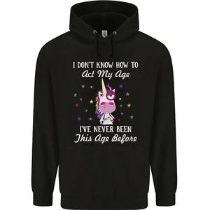 How To Act My Age Funny Unicorn Birthday Childrens Kids Hoodie - Picture 1 of 68