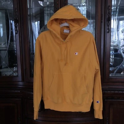 Мужской пуловер толстовка с капюшоном Champion C-Life обратное плетение логотип C желтое золото маленький - Изображение 1 из 4