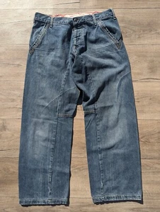 VTG Y2K Mens Armani Jeans Wide Leg Distressed Buckle Back Italy 33 x 30 - Picture 1 of 20
