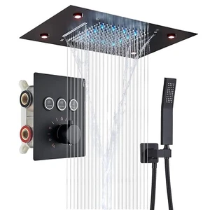 Thermostat Unterputz Duscharmatur Schwarz Regendusche Kopfbrause Duscheset ibox - Bild 1 von 11