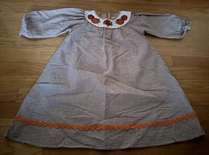 Girls 5T Fall Thanksgiving Turkey Pumpkin Brown Gingham Dress by Toffee Apple - Picture 1 of 3