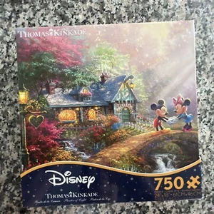 Thomas Kinkade Puzzle Mickey und Minnie Sweetheart Brücke 750 Ceaco Puzzle Neu - Bild 1 von 2