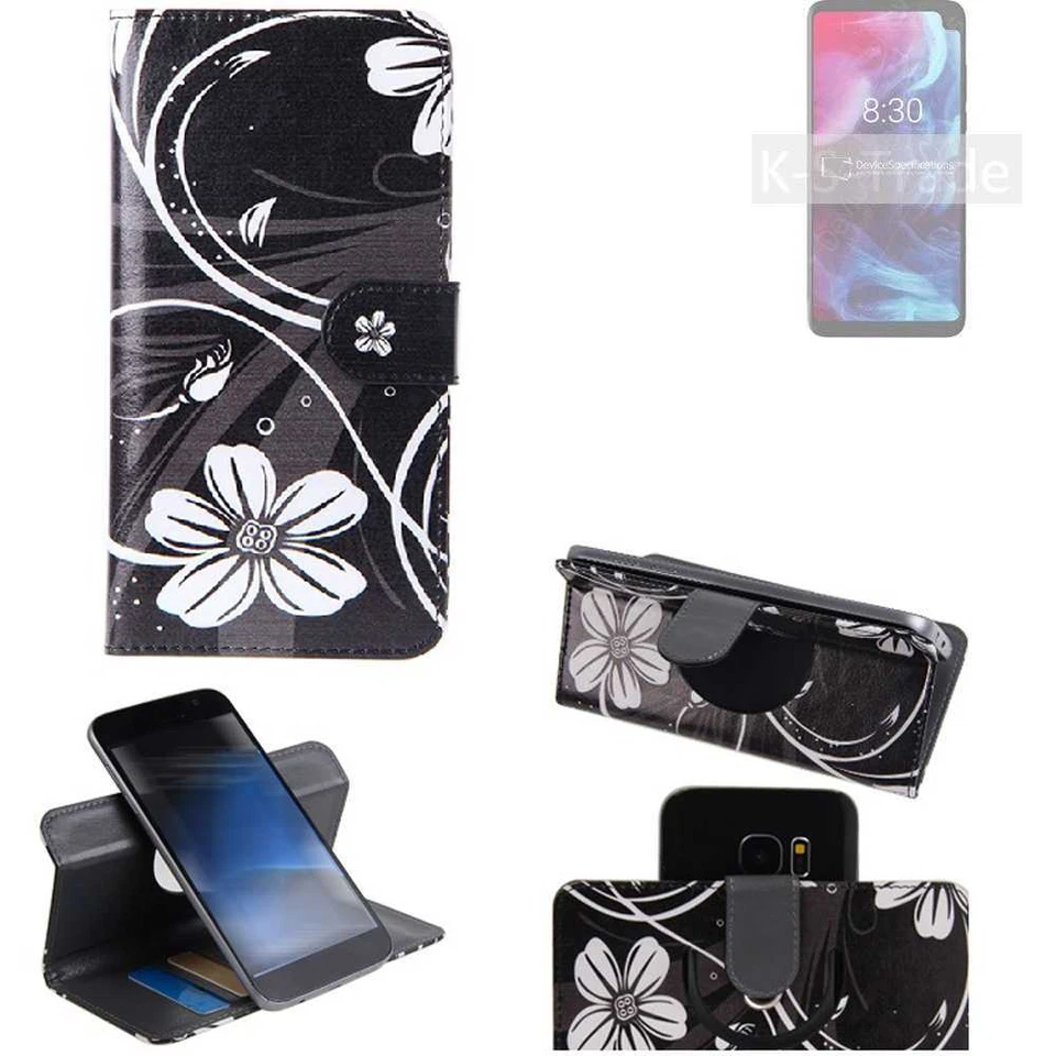 Housse Étui Archos Oxygen 68XL portefeuills Flip Cover Coque fleur Wallet Bag C - Photo 1/4