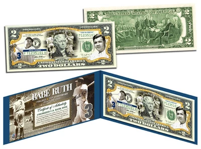 BABE RUTH *New York Yankees* Legal Tender U.S. $2 Bill *OFFICIALLY LICENSED* - Image 1 of 3