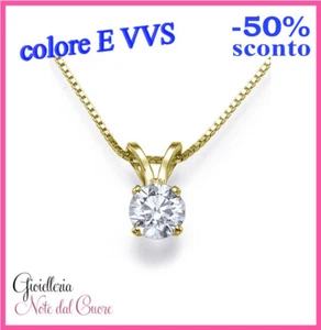 CIONDOLO PUNTO LUCE ORO BIANCO DIAMANTE NATURALE E VVS 0.35 CARATI CERTIFICATO - Imagen 1 de 4