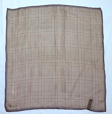 Bufanda ECHO Pequeña Cuadrada Seda Gasa Marrón Estampado Pata de Gallo 20 X 20 EXC Foto 1 de 4