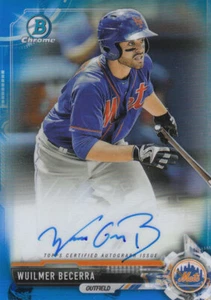 Bowman Chrome Prospect 2017 autógrafo refractores azules Mets Wuilmer Becerra 4/150 - Imagen 1 de 2