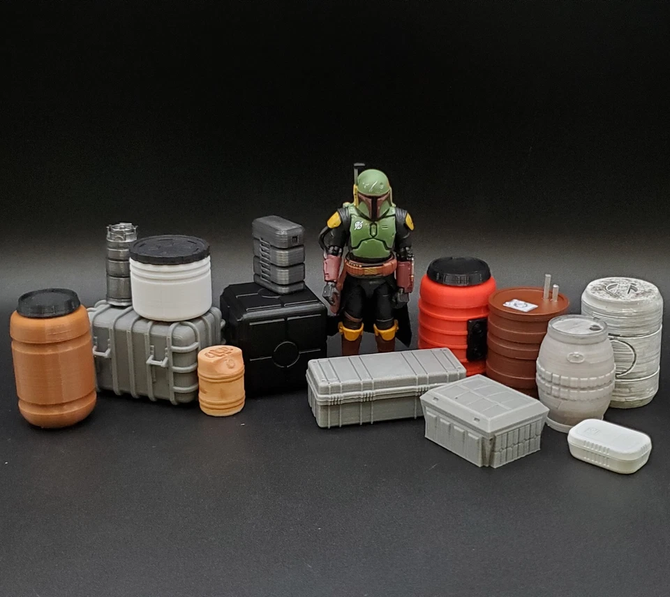 LOTE DE 14 CONTENEDORES DE CARGA PERSONALIZADOS para FIGURA DE 3,75" STAR WARS CIENCIA FICCIÓN DIORAMA (B70) Foto 1 de 1