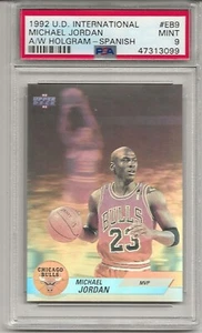 1992 U.D. INTERNATIONAL #EB9 MICHAEL JORDAN, PSA 9 MINT, A/W HOLOGRAM, SPANISH - Picture 1 of 1