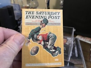 NORMAN ROCKWELL 1993 Comic Images Wood Grain insert W2 Tackled football SE Post