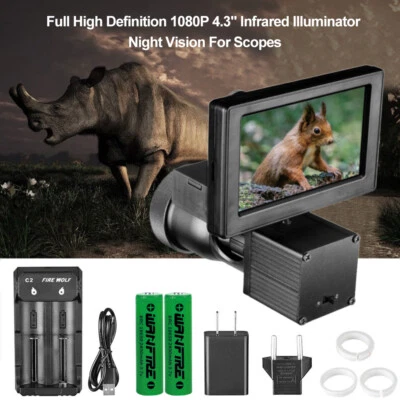 Mira para rifle de visión nocturna 1080P de 4,3” mira de caza infrarroja 850 nm cámara de video IR Foto 1 de 4