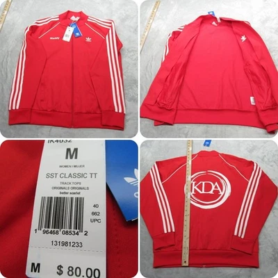 Jaqueta Adidas Feminina Média Vermelha 3 Listras Maddy Originals SST Classic Track NOVA - Imagem 1 de 4