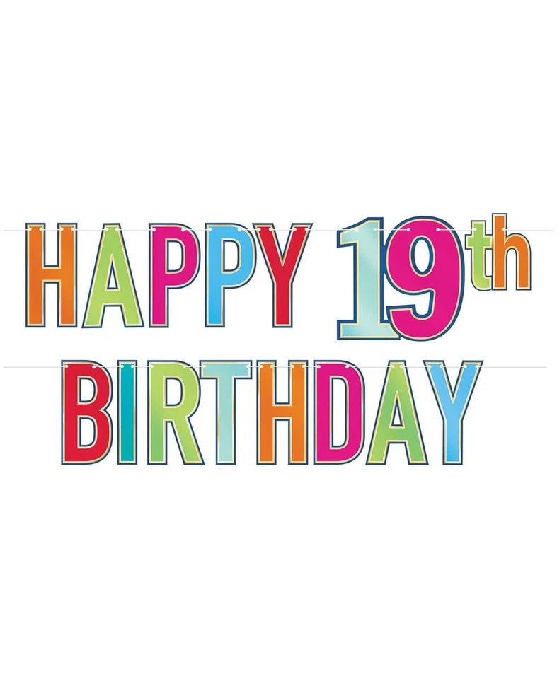 Lámina Feliz Cumpleaños "19" Streamer de Talla 71/2" x 5' - Beistle Foto 1 de 1