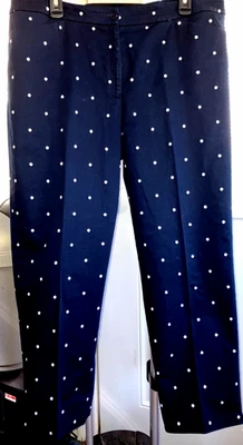 NWOT  SIZE 18 JONES NEW YORK SIGNATURE NAVY BLUE WHITE DOTS ZIP PANTS  #JY03 - Image 1 of 4
