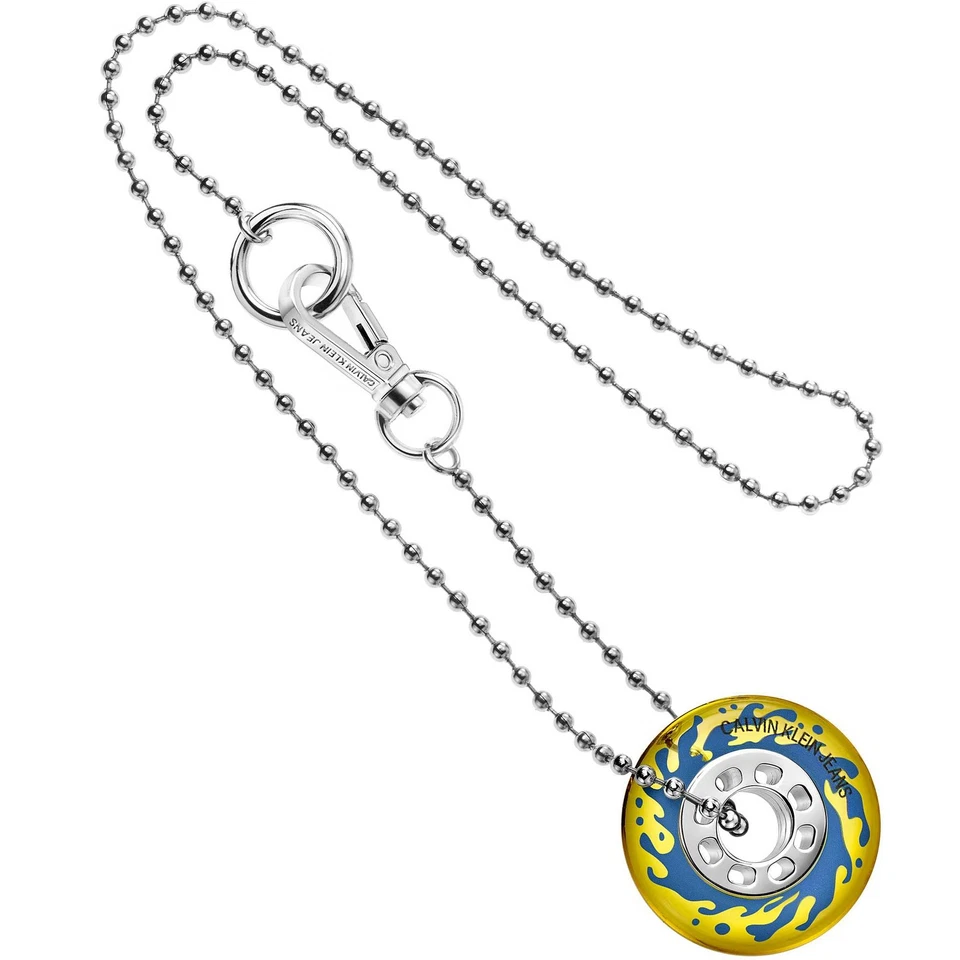 Collar Calvin Klein KJJAJN090100 Unisex Amarillo Plata Collar Longitud Una S... Foto 1 de 1