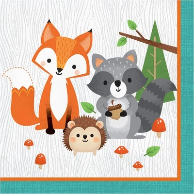 Creative Converting PC343947 Wild One Woodland Animals 2-Ply Lunch Paper Napkins - Image 1 of 2