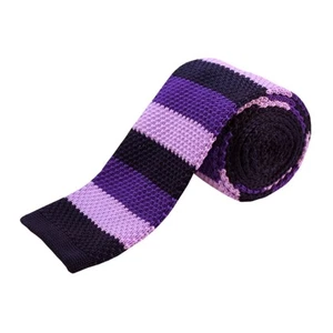 Men's Purple, Lavender And Navy Stripe Knit 2.5 Inch Wide And 58 Inch Long - Picture 1 of 3
