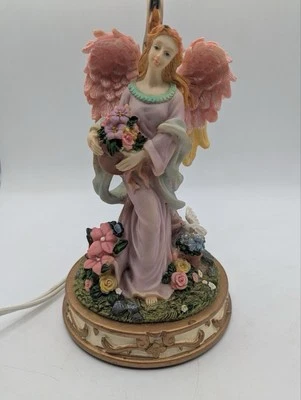 Vintage Angel Table Lamp Pink Dress Flowers Romantic Aesthetic FOR DISPLAY ZA2 - Image 1 of 4