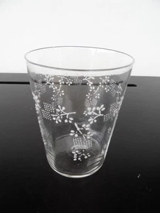 Antique Victorian White Enamel painted Clear Drinking Water Glass Hand Blown - Picture 1 of 6