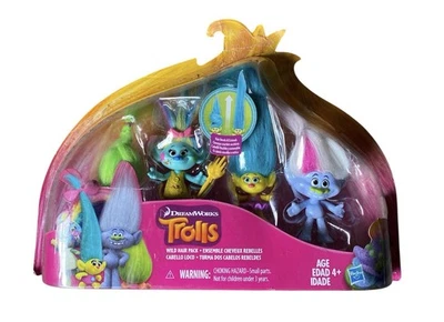 Licensed DREAMWORKS Trolls WILD HAIR PACK Guy Diamond Smidge Harper & Fuzzbert - Image 1 of 2