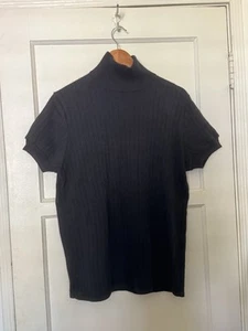 Vintage Giorgio Armani Collezioni Cashmere Black Ribbed Turtleneck Shortsleeve L - Bild 1 von 9